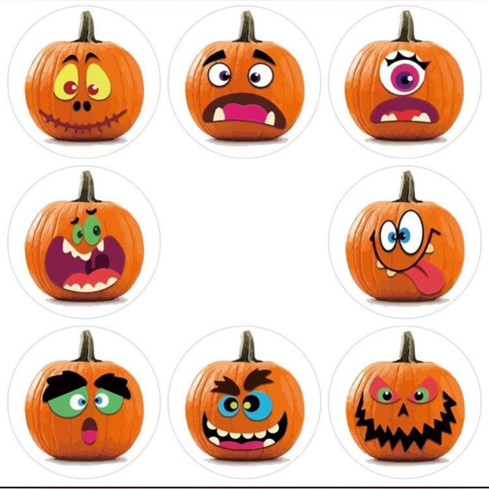 Thank you stickers, Halloween Pumpkin Jack-o-lantern Spooky 8 designs 500pcs